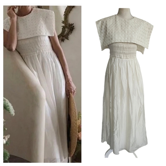 Antonio Melani x Jennifer Sumko "Alyssa" Shirred Bib Capelet Dress - Picture 1 of 15